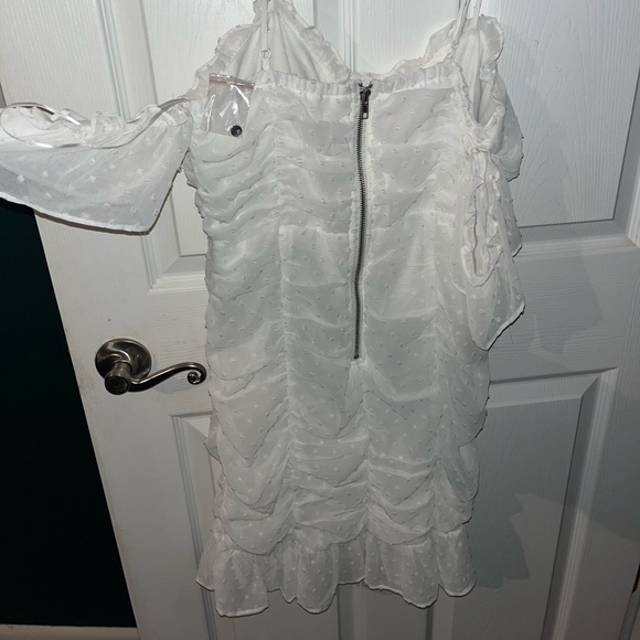 Ruched White Dress - Picture 2 of 7